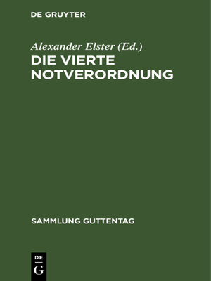 cover image of Die vierte Notverordnung